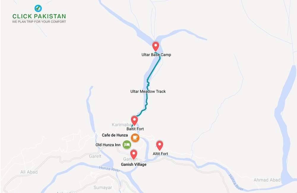 Hunza Karimabad Map by Click Pakistan-Tourism Services 